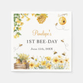 Honey Bee Flower Birthday Baby Shower Serviette (Vorderseite)