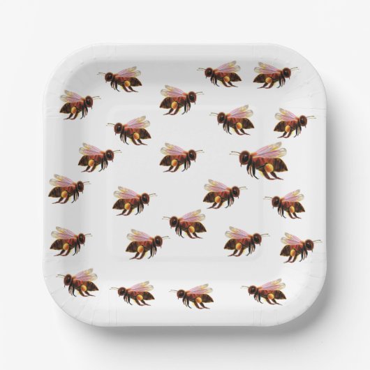 Honey Bee Flying Pappteller (Vorderseite)