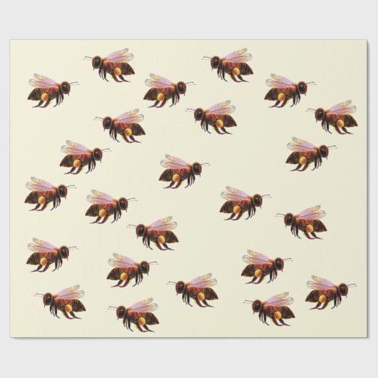 Honey Bee Flying Wrapping Paper Geschenkpapier (Flach)