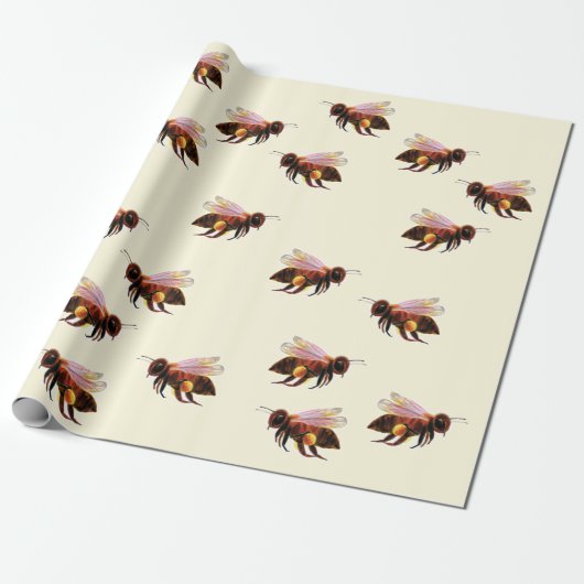 Honey Bee Flying Wrapping Paper Geschenkpapier (Ungerollt)