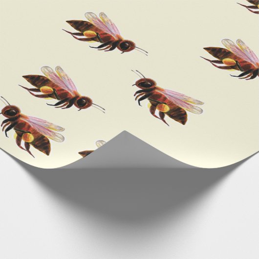 Honey Bee Flying Wrapping Paper Geschenkpapier (Ecke)