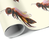 Honey Bee Flying Wrapping Paper Geschenkpapier (Rolleneckpunkt)