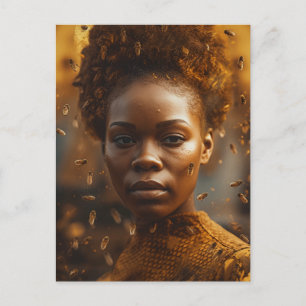 Honey Bee Frauen in Gold gekleidet Postkarte
