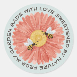 Honey Bee Garden Floral Runder Aufkleber