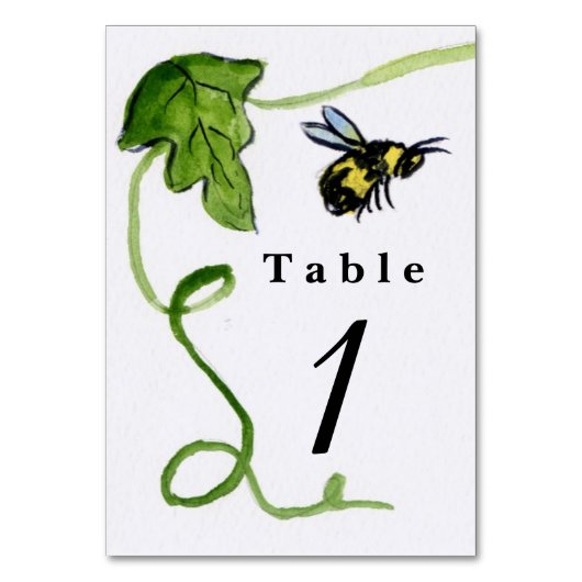 Honey Bee Garden Table Cards Custom Numbers Tischnummer (Rückseite)
