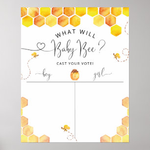 Honey Bee Gender Reveal Voting Sign Poster