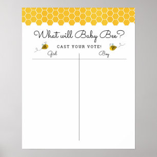 Honey Bee Gender Reveal Voting Sign Poster