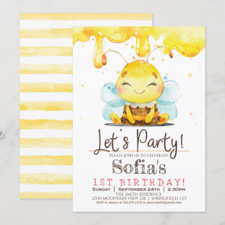 Honey Bee Girl Birthday Party Einladung
