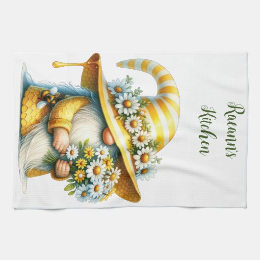 Honey Bee Gnome Kitchen Handtücher (Horizontal)