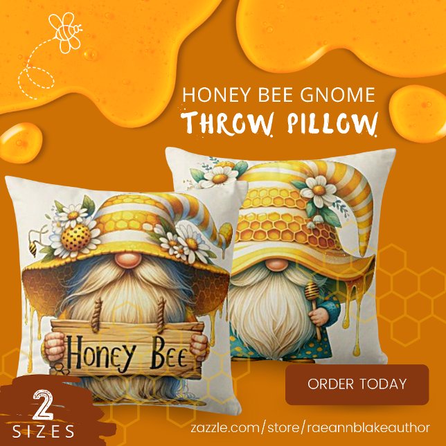 Honey Bee Gnome Throw Kissen (Von Creator hochgeladen)