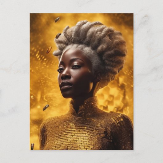 Honey Bee Goddess Dressed in Gold Postkarte (Vorderseite)