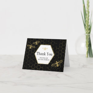 Honey Bee Gold Black Custom Foto Danke Card
