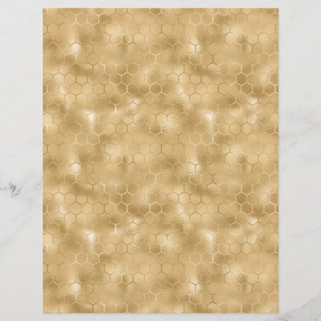 Honey Bee Golden Honeycomb Scrapbook Paper Sheet (Vorderseite)