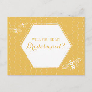 Honey Bee Golden Yellow Custom Bridesmaid Vorschla Einladungspostkarte