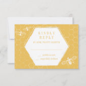 Honey Bee Golden Yellow Pattern RSVP Card (Vorderseite)