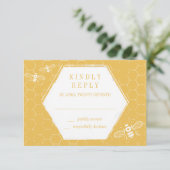 Honey Bee Golden Yellow Pattern RSVP Card (Stehend Vorderseite)