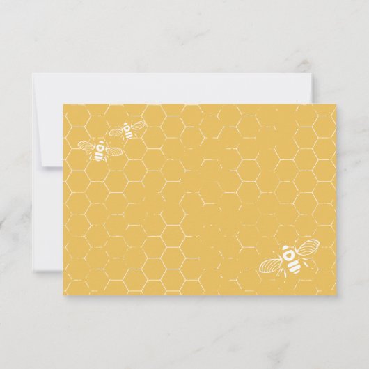 Honey Bee Golden Yellow Pattern RSVP Card (Rückseite)