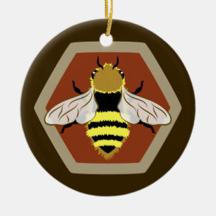 Honey Bee Graphic Keramik Ornament