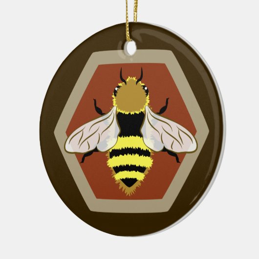 Honey Bee Graphic Keramik Ornament (Links)