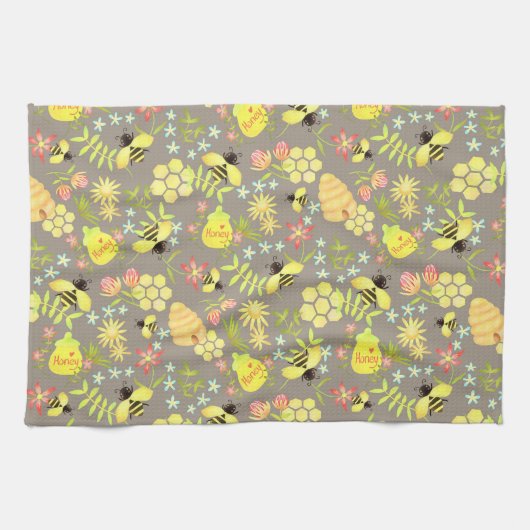 Honey Bee Gray Geschirrtuch (Horizontal)