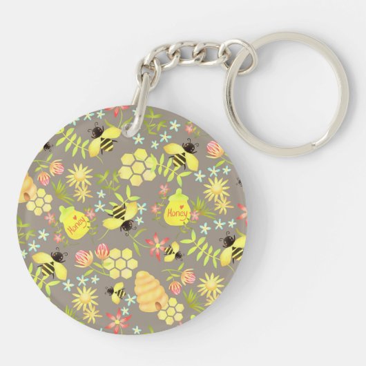 Honey Bee Gray Schlüsselanhänger (Rückseite)