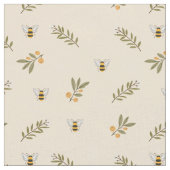 Honey Bee Greenery Pastel Almond Stoff (Nahaufnahme)