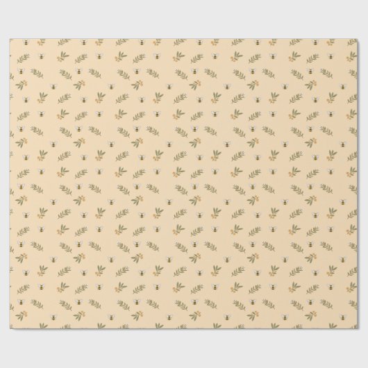 Honey Bee Greenery Seamless Geschenkpapier (Flach)