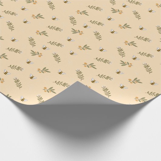 Honey Bee Greenery Seamless Geschenkpapier (Ecke)