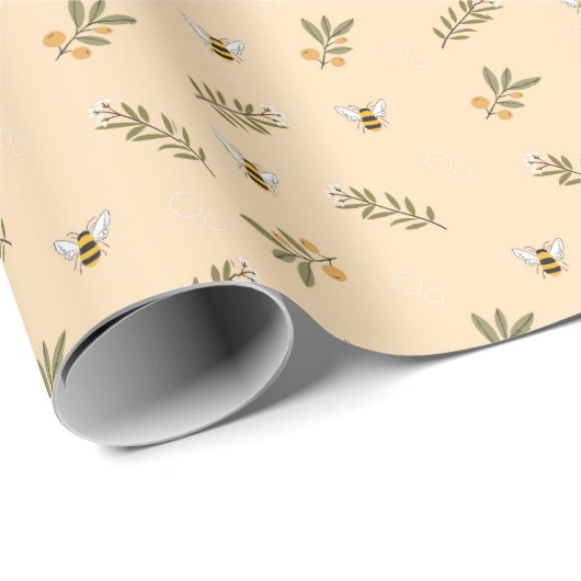Honey Bee Greenery Seamless Geschenkpapier (Rolleneckpunkt)