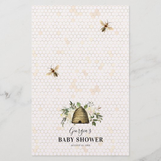 Honey Bee Guessing Baby Shower Game (Rückseite)