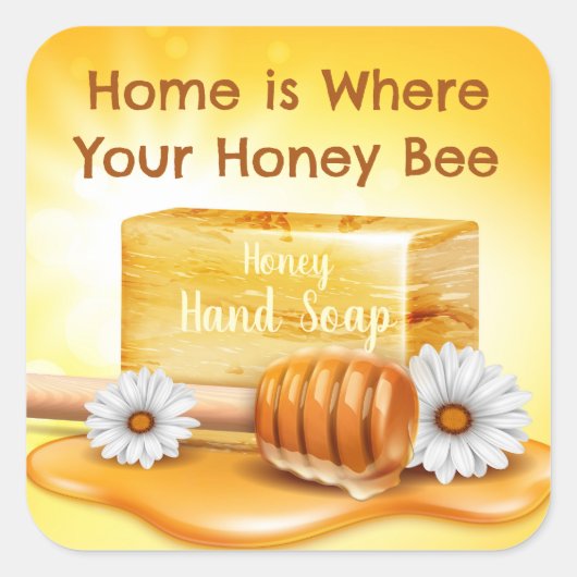 Honey Bee Hand Soap Quadratischer Aufkleber (Vorderseite)