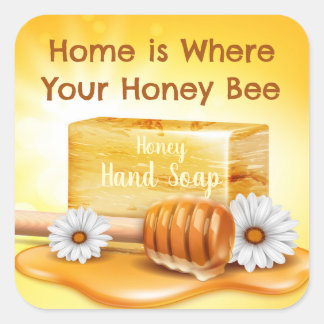 Honey Bee Hand Soap Quadratischer Aufkleber