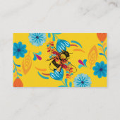 Honey Bee Handgezeichnete Blume gelb Visitenkarte (Rückseite)