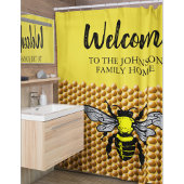 Honey Bee Hive Pattern Cute Insect Apiary Name Duschvorhang