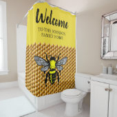 Honey Bee Hive Pattern Cute Insect Apiary Name Duschvorhang (Beispiel)