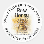 Honey Bee Honey Apiary Business Bottle Label Runder Aufkleber (Vorderseite)