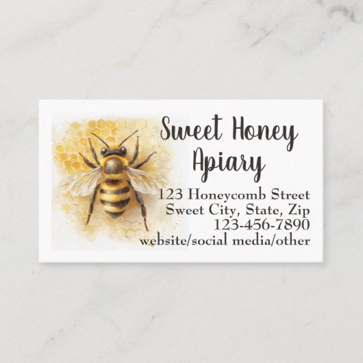 Honey Bee Honey Apiary Visitenkarte (Vorderseite)