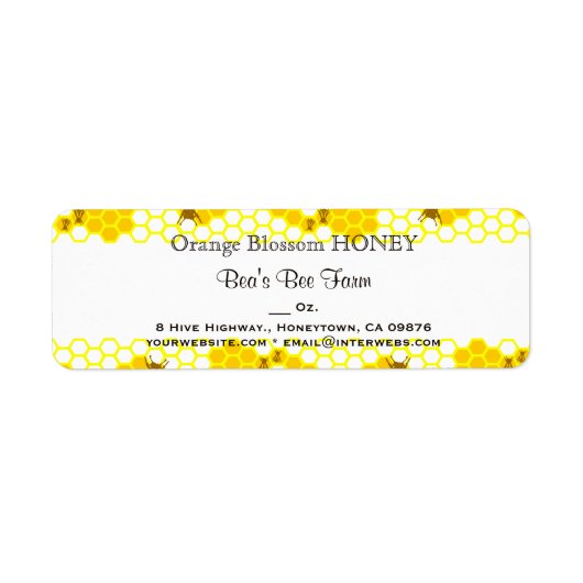 Honey Bee Honeycomb 0,75" x 2,25" Editable Label (Vorne)