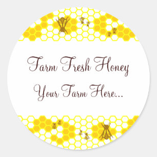 Honey Bee Honeycomb Art Custom Jar Stickers
