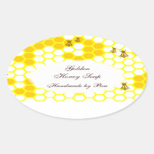 Honey Bee Honeycomb Art Editable Oval Sticker