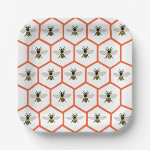 Honey Bee Honeycomb Baby Shower Bee Erster Geburts Pappteller