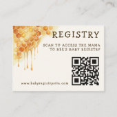 Honey Bee Honeycomb Baby Shower QR Code Registry Begleitkarte (Vorderseite)