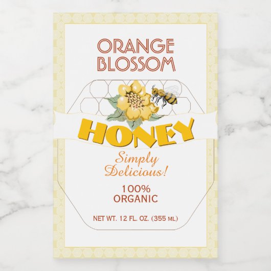 Honey Bee Honeycomb Blume Lebensmitteletikett (Einzelnes Label)