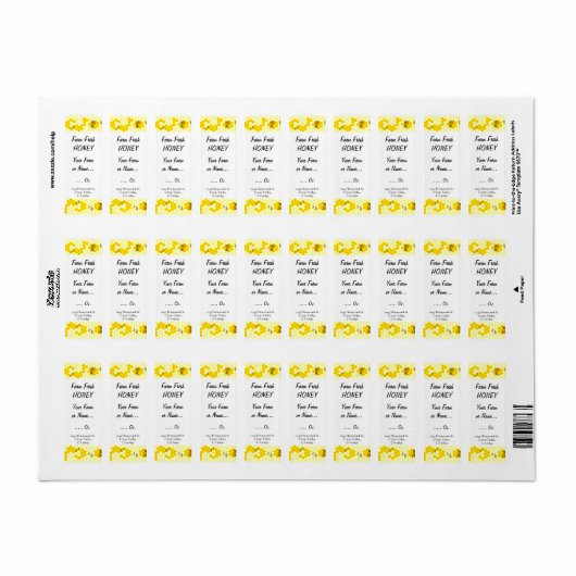 Honey Bee Honeycomb Custom 0,75" x 2,25" Label (Vorne)