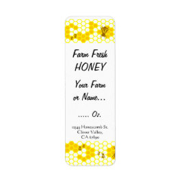 Honey Bee Honeycomb Custom 0,75" x 2,25" Label