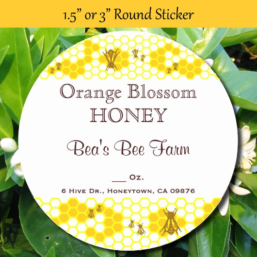 Honey Bee Honeycomb Custom 1,5" Round Aufkleber