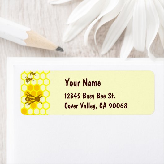 Honey Bee Honeycomb Custom Address Labels (Insitu)