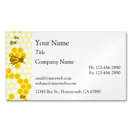 Honey Bee Honeycomb Custom Business Cards Magnetische Visitenkarte (Vorderseite)