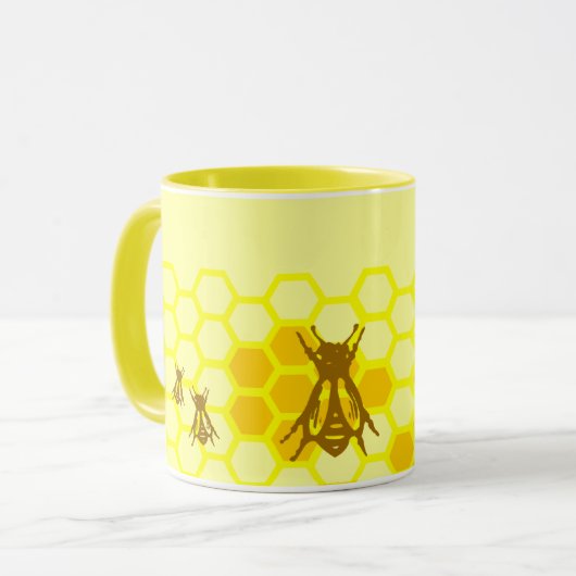 Honey Bee Honeycomb Custom Coffee Cup Tasse (Vorderseite Links)