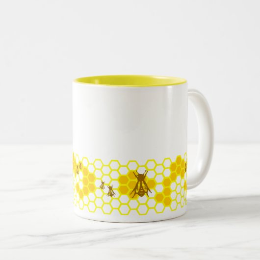 Honey Bee Honeycomb Custom Coffee Tasse (VorderseiteRechts)